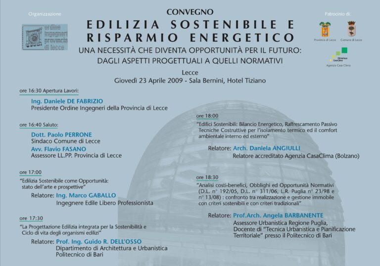 Convegno Edilizia Sostenibile e Risparmio Energetico (23-04-09 - Lecce, Hotel Tiziano e dei Congressi)-foto 1